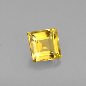 0.55克拉天然黄色绿柱石，方形，4.9×4.9毫米，VVS