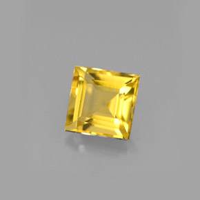 0.55克拉天然黄色绿柱石，方形，4.9×4.9毫米，VVS