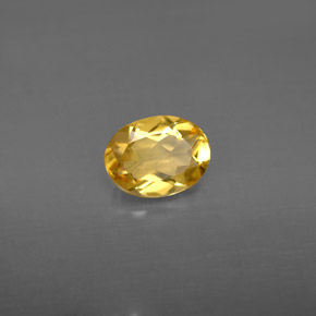 0.95克拉天然黄色绿柱石，椭圆形切割，7.7×5.8毫米，VVS-VS