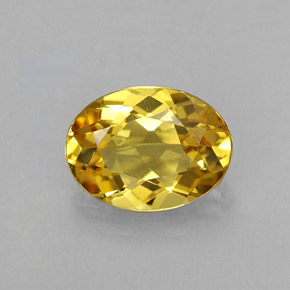 0.96克拉天然黄色绿柱石，椭圆形切割，7.9×5.9毫米，IF