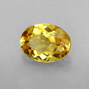 0.96克拉天然黄色绿柱石，椭圆形切割，7.9×5.9毫米，IF