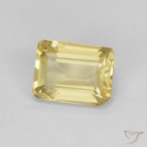 1.05ct 天然 非常浅的第戎黄 绿柱石, 祖母绿式切割, VVS-VS