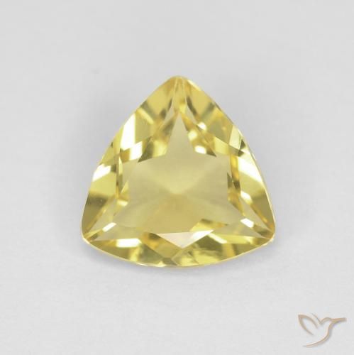 1.22ct 天然 非常浅的第戎黄 绿柱石, 胖三角形, VVS-VS