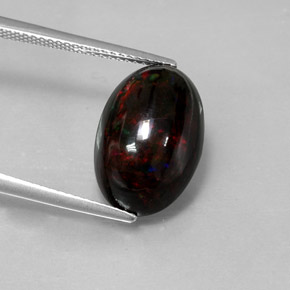 5.05克拉天然多色黑欧泊，椭圆形切割，16×10.7毫米，不透明