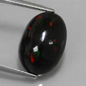 4.34克拉天然多色黑欧泊，椭圆形切割，15.4×10.7毫米，不透明