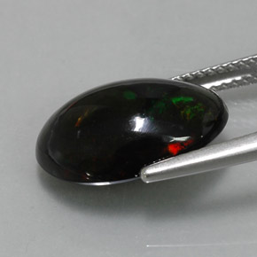 4.34克拉天然多色黑欧泊，椭圆形切割，15.4×10.7毫米，不透明