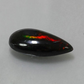 2.19克拉天然多色黑欧泊，梨形，15×7.6毫米，不透明