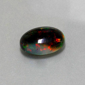 2.26克拉天然多色黑欧泊，椭圆形切割，12.1×8.2毫米，不透明