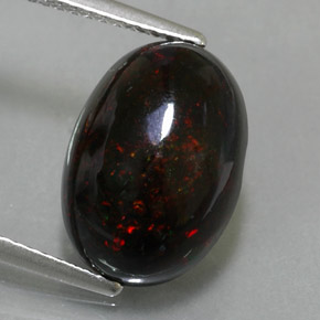3.63克拉天然多色黑欧泊，椭圆形切割，14.1×10毫米，不透明