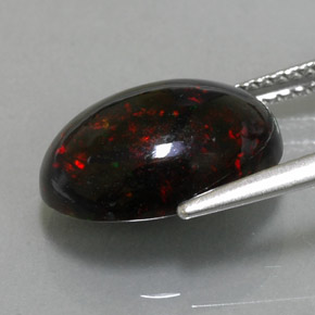 3.63克拉天然多色黑欧泊，椭圆形切割，14.1×10毫米，不透明