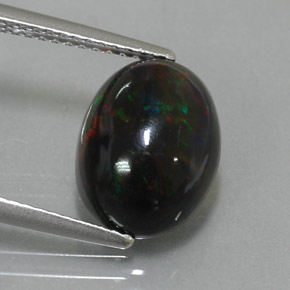 2.73克拉天然多色黑欧泊，椭圆形切割，11.9×9毫米，不透明