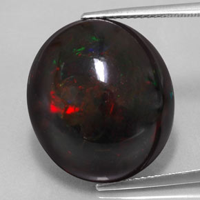 17.67克拉天然多色黑欧泊，椭圆形切割，20.6×18.3毫米，不透明