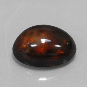 6.02克拉天然多色黑欧泊，椭圆形切割，15.3×11.4毫米，不透明
