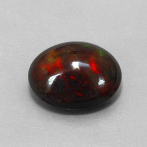 4.31克拉天然多色黑欧泊，椭圆形切割，13.4×11毫米，不透明
