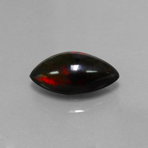 3.06克拉天然多色黑欧泊，马眼形，15.4×8毫米，不透明