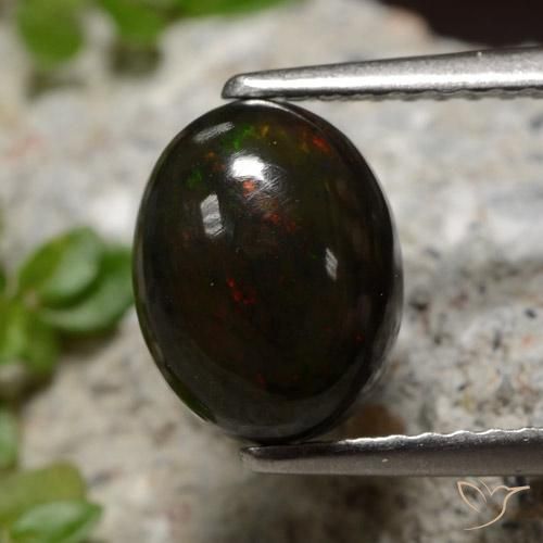 1.34ct 天然 彩色 黑蛋白石, 椭圆形, 半透明