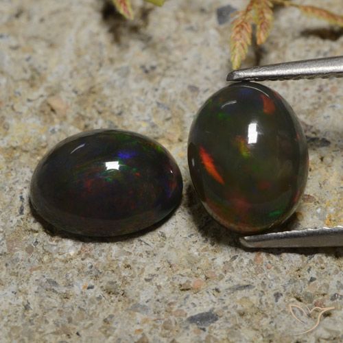 2.65ctw 天然 彩色 黑蛋白石, 椭圆形, 半透明