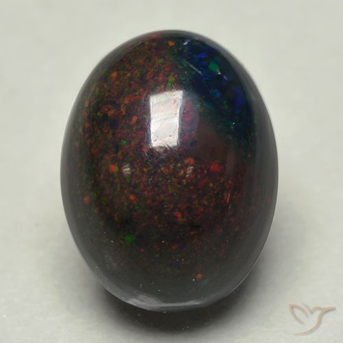 0.74克拉天然多色黑欧泊，椭圆形切割，8×6.1毫米，不透明
