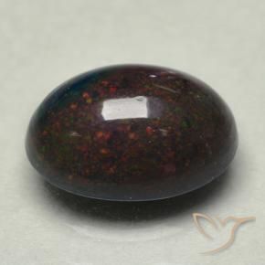 0.74克拉天然多色黑欧泊，椭圆形切割，8×6.1毫米，不透明