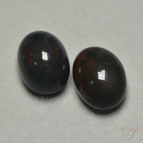 1.74ctw 天然 彩色 黑蛋白石, 椭圆形, 半透明