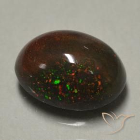 0.89克拉天然多色黑欧泊，椭圆形切割，8×6.1毫米，不透明
