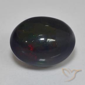1.25克拉天然黑蛋白石，椭圆形，半透明