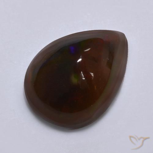 0.85ct 天然 彩色 黑蛋白石, 梨形, 半透明