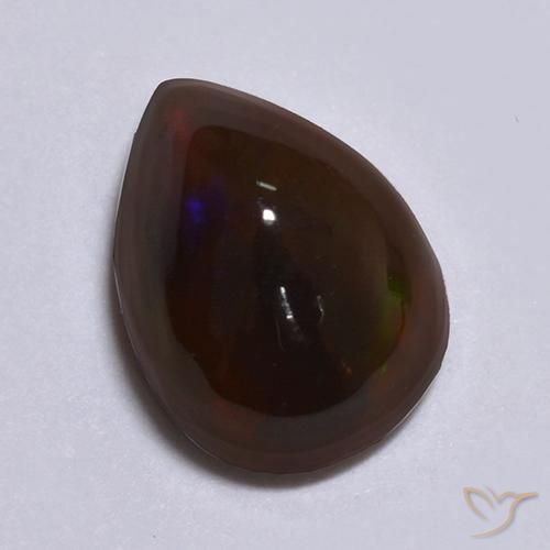 0.85克拉天然黑蛋白石，梨形，半透明