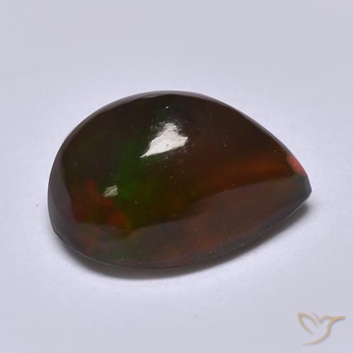 0.85克拉天然黑蛋白石，梨形，半透明