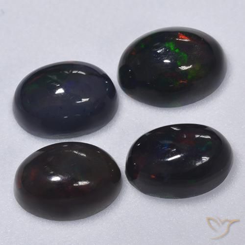 1.50ctw 天然 彩色 黑蛋白石, 椭圆形, 半透明
