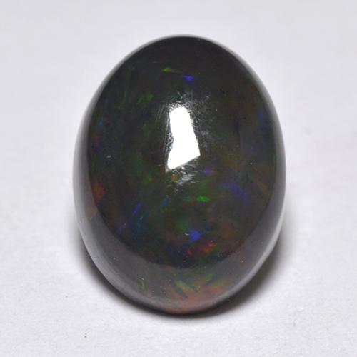 1.33克拉天然多色黑欧泊，椭圆形切割，9.4×7毫米，半透明