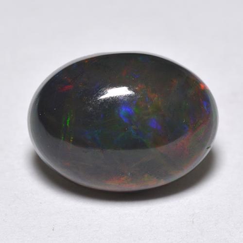 1.33克拉天然多色黑欧泊，椭圆形切割，9.4×7毫米，半透明