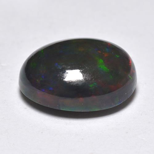1.33克拉天然多色黑欧泊，椭圆形切割，9.4×7毫米，半透明