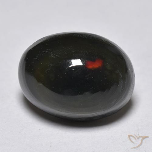 1.25克拉天然黑蛋白石，椭圆形，半透明