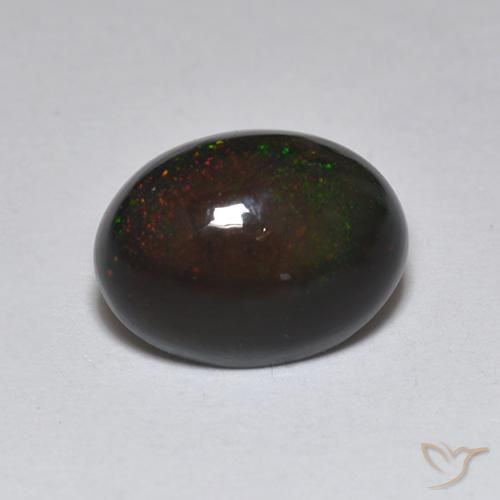 1.23ct 天然 彩色 黑蛋白石, 椭圆形, 半透明