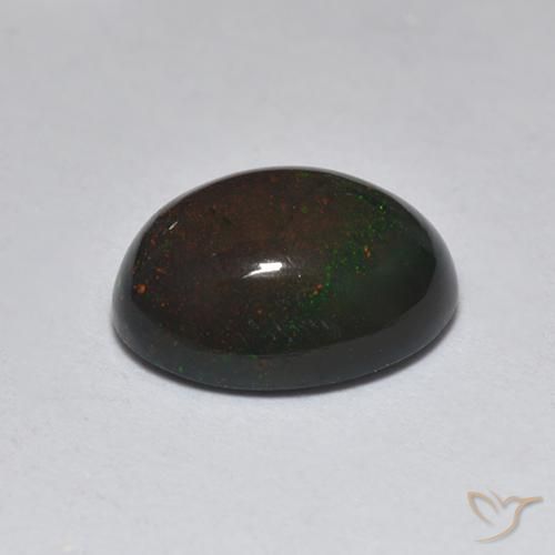 1.23克拉天然黑蛋白石，椭圆形，半透明