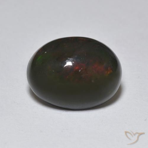 1.25ct 天然 彩色 黑蛋白石, 椭圆形, 半透明