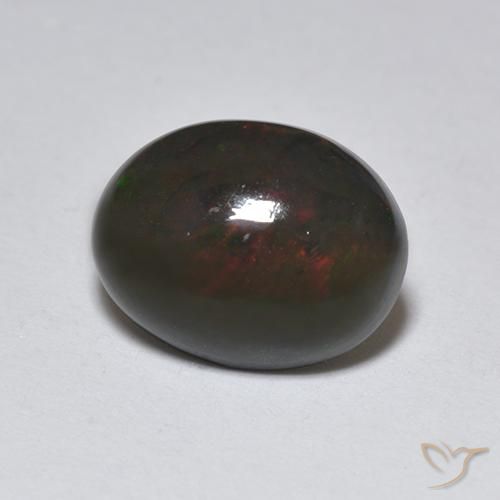 1.25克拉天然黑蛋白石，椭圆形，半透明