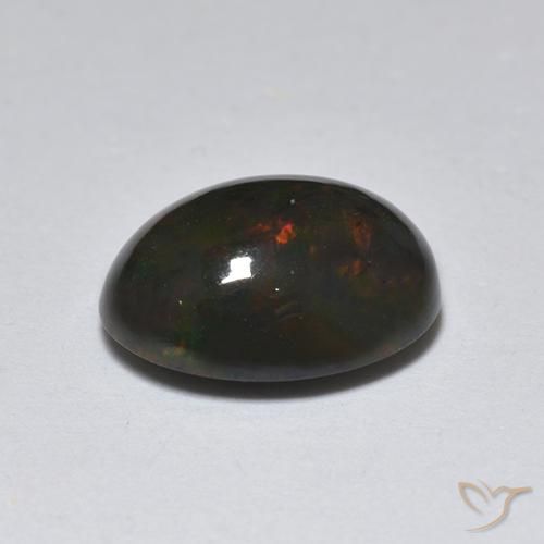 1.25克拉天然黑蛋白石，椭圆形，半透明