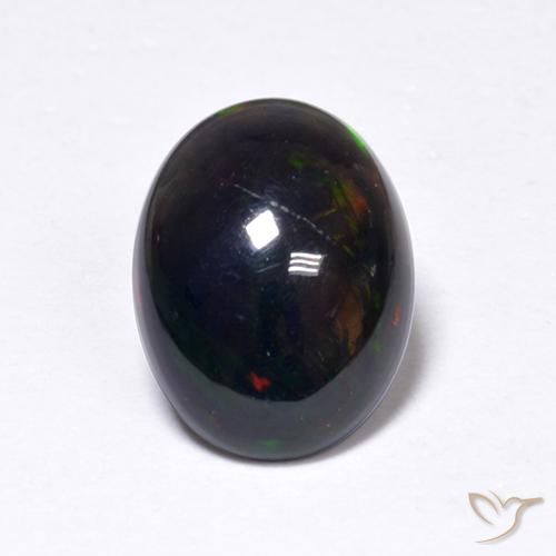 0.91ct 天然 彩色 黑蛋白石, 椭圆形, 半透明