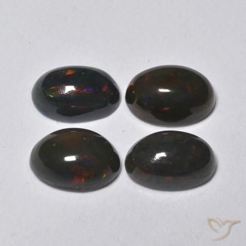 1.26ctw 天然 彩色 黑蛋白石, 椭圆形, 半透明