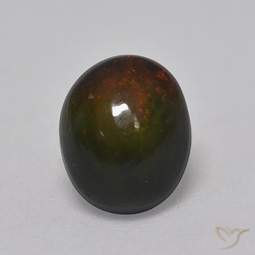 1.37ct 天然 彩色 黑蛋白石, 椭圆形, 不透明
