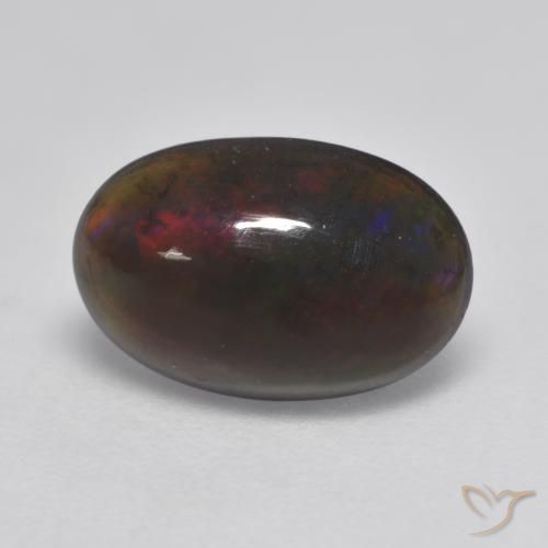 1.32ct 天然 彩色 黑蛋白石, 椭圆形, 半透明