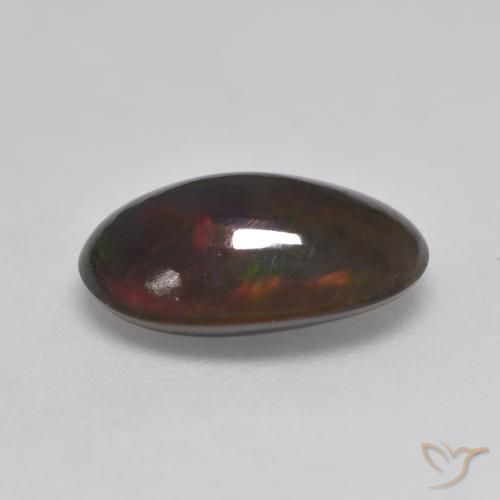 1.32克拉天然黑蛋白石，椭圆形，半透明