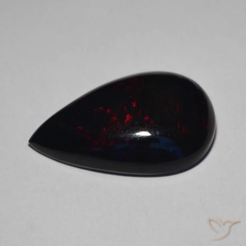 5.95克拉天然黑蛋白石，梨形，半透明