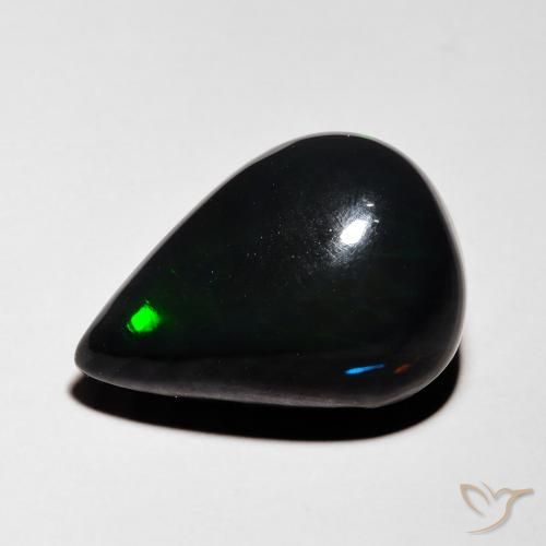 7.64ct 天然彩色黑蛋白石, 梨形, 半透明