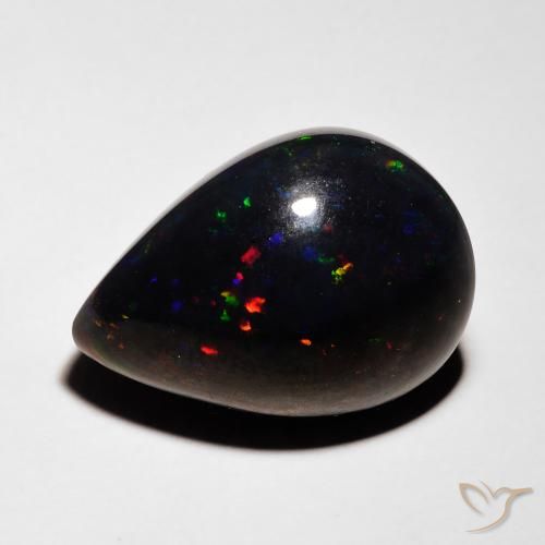 5.36ct 天然 彩色 黑蛋白石, 梨形, 不透明