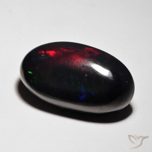 7.14ct 天然 彩色 黑蛋白石, 椭圆形, 半透明