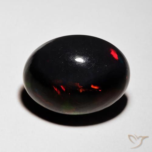 5.76ct 天然 彩色 黑蛋白石, 椭圆形, 半透明