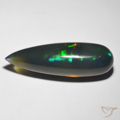 10.85ct 天然 彩色 黑蛋白石, 梨形, 半透明